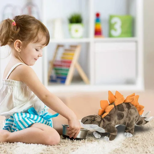 Miniatura 3 de ArtCreativity Juguete de dinosaurio de peluche de estegosaurio de 14 pulgadas, animal de peluche suave y tierno para niños, bonita decoración