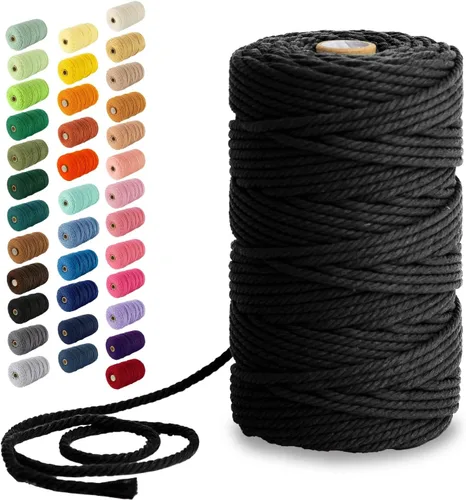 Miniatura 22 de Nook Theory - Cuerda de macramé de 3 mm, 220 yardas de cuerda de algodón, hilo de 4 mm y 5 mm, cuerda para manualidades, perfecta para colgantes