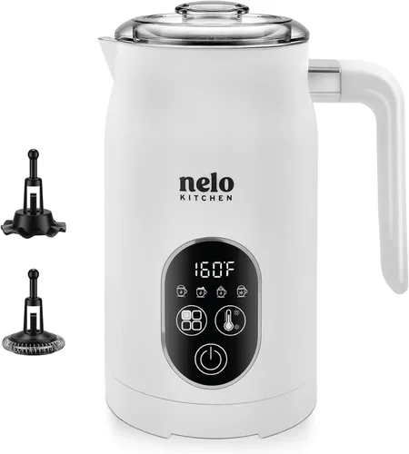 Miniatura 8 de NELO Espumador de leche eléctrico, espumador de leche digital 4 en 1 y vaporizador con control de temperatura en tiempo real, espumador automático