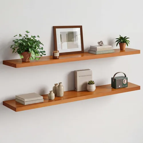 Miniatura 48 de Homeforia Estante flotante blanco de 48 pulgadas, estantes flotantes de madera maciza de alta gama de 48 pulgadas de largo para montaje en pared