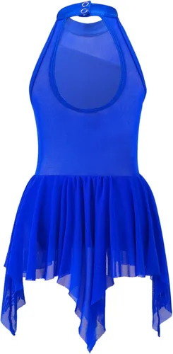 Miniatura 12 de YiZYiF Vestido de baile de lentejuelas para niños y niñas, leotardo de ballet, cuello alto, vestido lírico, traje de rendimiento irregular