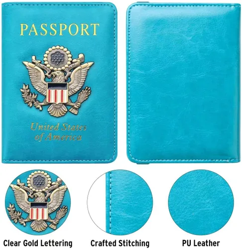 Miniatura 4 de Tarjetero para pasaporte, Azul-cielo, Bloqueo RFID