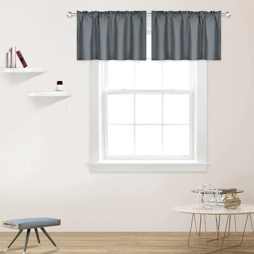 Miniatura 13 de DECOVSUN Cenefas Aqua para ventanas de cocina, con bolsillo para barra, opacas, con aislamiento térmico, 1 panel de 42 x 18 pulgadas