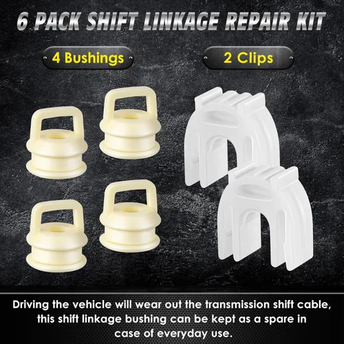 Miniatura 3 de 2 juegos/6 piezas 14104 Kit de bujes de cable de cambio 15276979 52855956AG Clip compatible con Chevrolet 1500 2500 3500 4.3L 5.3L 6.0L 6.2L 6.6L