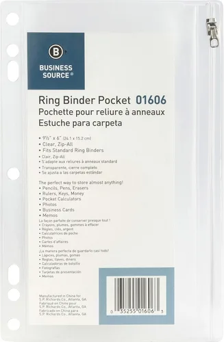 SPR01606 – Fólder de vinilo de bolsillo, 9 - 1/2 X 6, transparente, Transparente