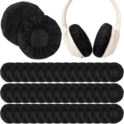 Miniatura 9 de BBTO 200 piezas desechables para audífonos, no tejidas, almohadillas sanitarias para la mayoría de auriculares en la oreja (S, 2.6 pulgadas, negro)