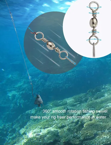 Miniatura 6 de Anillos circulares de acero para agua salada, 25 ganchos circulares resistentes con alambre de líder, bajo y bagre, señuelo de pesca