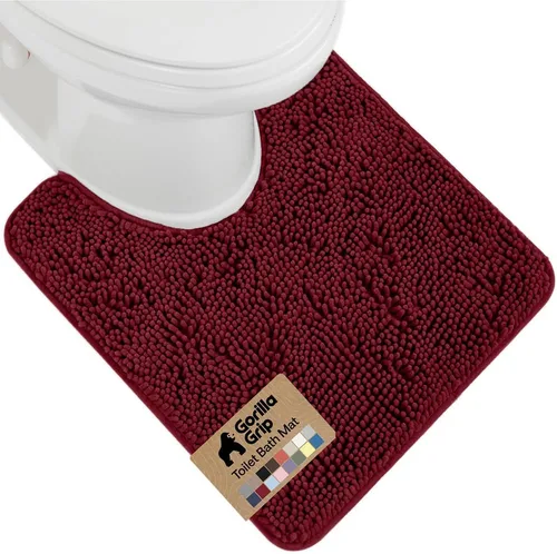 Miniatura 96 de Gorilla Grip - Tapete de baño afelpado, absorbente, peludo, de felpilla, para base de inodoro cuadrada, reverso de goma, suave, de microfibra, claro