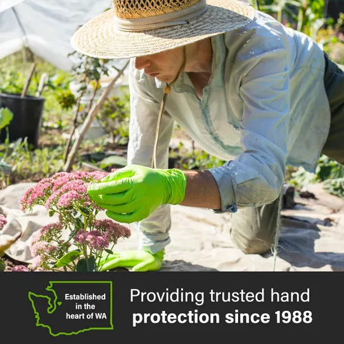 Miniatura 3 de GLOVEWORKS Guantes verdes de HD, guante mecánico de agarre de diamante elevado resistente desechable de nitrilo de 8 mil, opciones de compra a granel