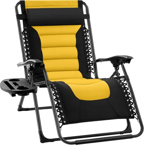 Miniatura 23 de Best Choice Products Silla acolchada de gravedad cero de gran tamaño, reclinable plegable para patio al aire libre, tumbona antigravedad XL