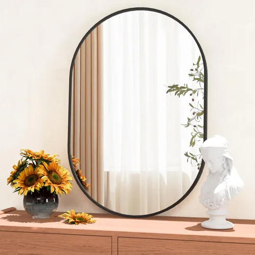 Miniatura 11 de Espejo ovalado de baño, espejo de tocador de pared con cápsula, espejos de píldora de 24 x 36 pulgadas montados en pared, espejo grande y moderno