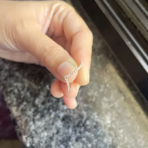 Miniatura 6 de Anillo de boda de diamante para mujer, anillo de boda de diamante en forma de V con acabado de oro de 14 quilates, anillo de diamante apilable
