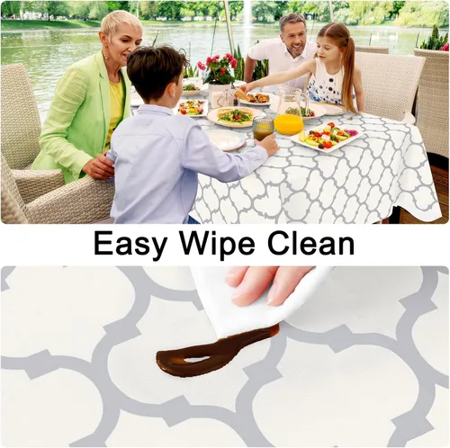 Miniatura 3 de Smiry - Mantel cuadrado de vinilo impermeable con respaldo de franela para mesas cuadradas, manteles de plástico lavables a prueba de derrames