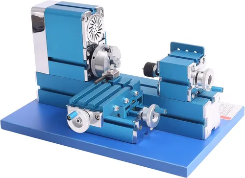Miniatura 6 de Mini máquina universal de torno de metal motorizada herramienta de bricolaje para trabajar la madera de sobremesa para hobby ciencia, educación