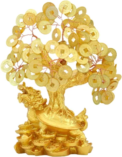 Árbol de dinero de Feng Shui para oficina, mesa de hogar, decoración de Feng Shui, árbol de dinero de cristal para riqueza y buena suerte
