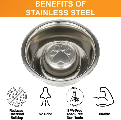Miniatura 5 de Neater Pet Brands - Tazón de acero inoxidable para alimentación lenta para perros que comen rápido de raza grande, comedero de metal para perros