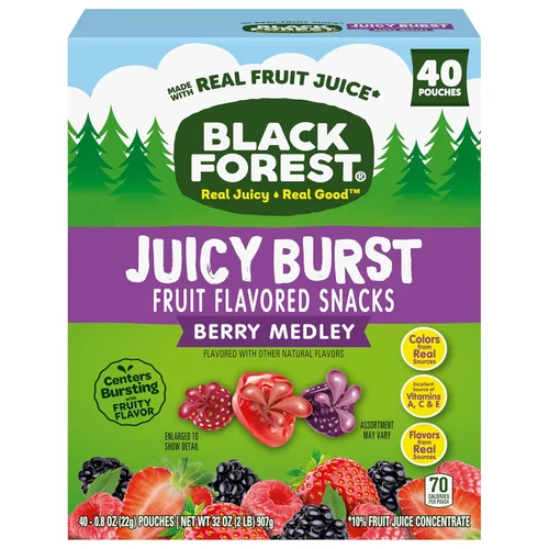 Black Forest Juicy Burst - Dulces de frutas con explosión jugosa, mezcla de bayas, bolsas de 0.8 onzas (40 unidades)