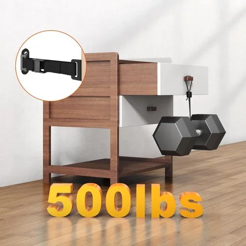 Miniatura 6 de Anclajes antipunta para muebles (2 juegos), anclaje de pared resistente para muebles, anclajes de pared a prueba de terremotos para seguridad