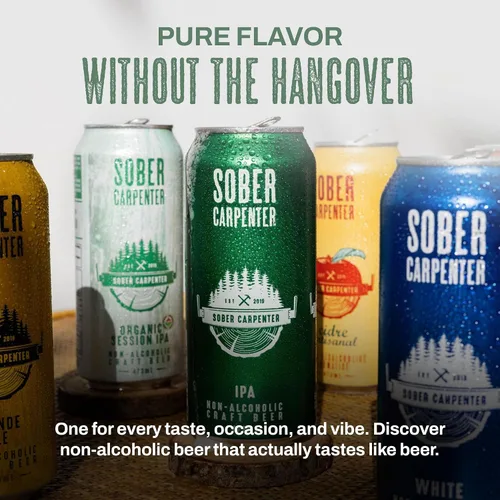 Miniatura 7 de SOBER CARPENTER - Cerveza sin alcohol de trigo blanco estilo belga, cerveza artesanal para todas las ocasiones, licores sin alcohol y alternativa al