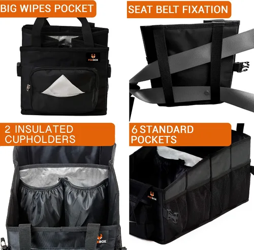 Miniatura 3 de FoxBox Organizador de asiento de coche y maletero, almacenamiento de asiento delantero o trasero de SUV, piso del pasajero, organización debajo