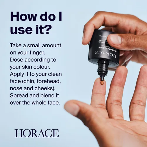 Miniatura 4 de HORACE Fluido de brillo saludable para hombres – Crema líquida teñida – Sombra universal para todo tipo de piel – 97% ingredientes naturales – Sin