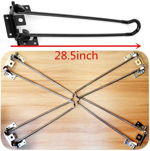 Miniatura 7 de 4 patas de mesa plegables de 28.5 pulgadas, de hierro sólido, resistentes, fáciles de instalar, patas de escritorio plegables (28.5 pulgadas)
