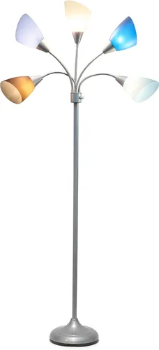 Miniatura 8 de Simple Designs LF2006-SBG 67" Lámpara de pie contemporánea con múltiples cabezales Medusa de 5 luces ajustable de cuello de ganso en plata con Tonos