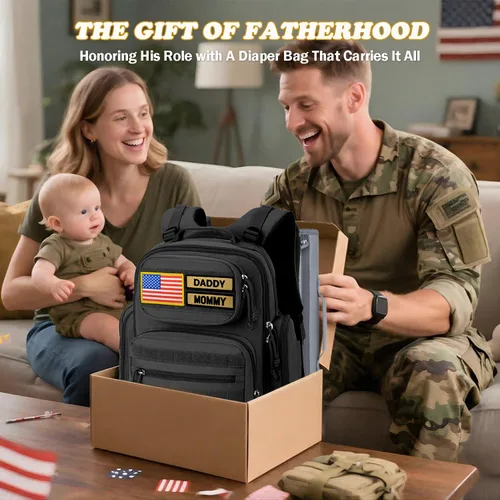 Miniatura 8 de MIRACOL Bolsa de pañales militar al aire libre: mochila de bebé de estilo táctico con bolsillos aislados y cambiador - Esenciales de senderismo