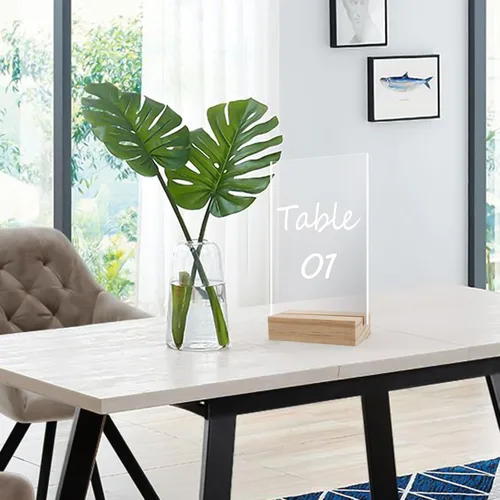 Miniatura 6 de KEILEOHO 30 soportes de madera para números de mesa, soporte para tarjetas de mesa, soporte de números de mesas de madera, soportes de tarjetas