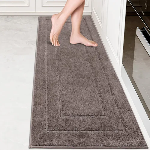 Miniatura 48 de PURRUGS Juego de 2 alfombras de cocina lavables a máquina (24 x 35.5 + 24 x 59 pulgadas), alfombras de pasillo de cocina antideslizantes y Marrón
