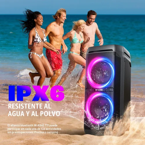 Miniatura 4 de W-KING Altavoz Bluetooth portátil de 240 W, caja de auge fuerte con subwoofers de graves profundos, altavoz impermeable IPX6 para exteriores