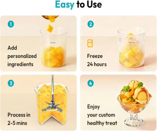 Miniatura 7 de Rellytech Máquina casera para hacer helados, 12 en 1 con recipientes y tapas de 2 pintas, máquina para hacer gelato, sorbete y yogur congelado