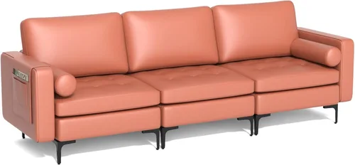 Miniatura 32 de Giantex Sofá individual, silla decorativa, sillón con cojín cómodo, bolsillos para revistas, sala de estar, silla de ocio tapizada para dormitorio