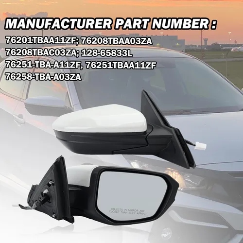 Miniatura 5 de Espejo lateral del pasajero compatible con Honda Civic Coupe Sedan Hatchback 2016, 2017, 2018, 2019, 2020, 2021, espejo con cristal eléctrico, sin
