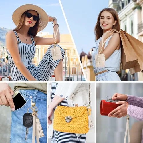 Miniatura 6 de KNGITRYI Billeteras pequeñas de pulsera para mujer RFID para tarjetas de crédito, cartera con llavero, cartera para tarjetas de crédito