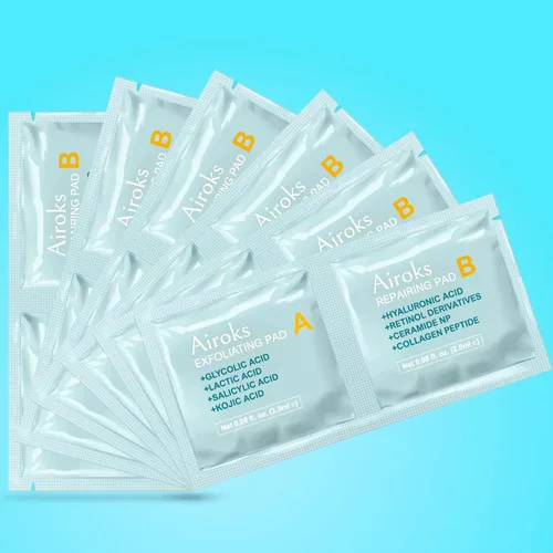 Miniatura 10 de A+B - Almohadillas faciales exfoliantes y reparadoras de 10 Tx, tratamiento de suero de cáscara ácida de 2 pasos con péptidos hialurónicos