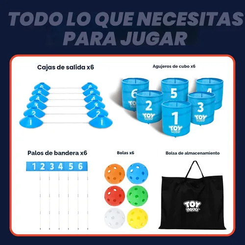 Miniatura 3 de TOY Life Juego de golf de 6 hoyos, juego de cubo de golf para adultos y niños, campo de golf de práctica con pelotas y bandera, juego de patio