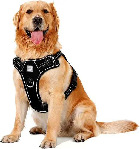 Miniatura 13 de Arnés de chaleco para perros - Acolchado ajustable reflectante con diseño fácil de poner y accesorio de correa (S, negro)