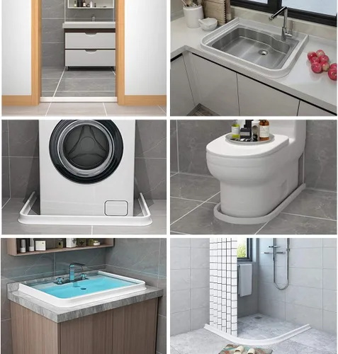 Miniatura 6 de Umbral de ducha de 122 pulgadas, barrera de agua plegable, sistema de retención de tapón de agua, separación seca y húmeda para baño, cocina y más