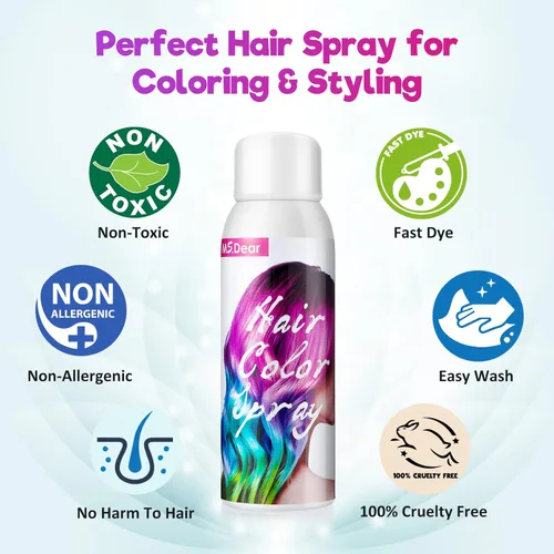 Miniatura 7 de Spray de color blanco para cabello blanco de un solo uso para el día del cabello loco, fiesta de Navidad, temporal, lavable, tinte para el cabello