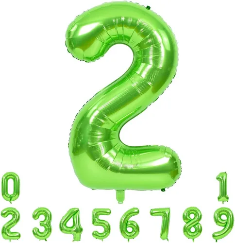 Miniatura 12 de TONIFUL Globos grandes de 40 pulgadas con números verdes del 0 al 9, número 8, globos digitales de aluminio de helio Mylar con números grandes