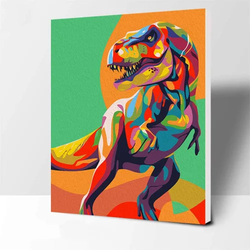 Elftoyer - Pintura por números para niños y adultos y principiantes, kits de regalo de pintura en lienzo DIY para decoración del hogar - Dinosaurios