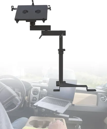 Soporte para laptop de camión apto para Ford F150, F350, F250, F550, sin perforaciones, soporte para computadora portátil de hasta 17 pulgadas