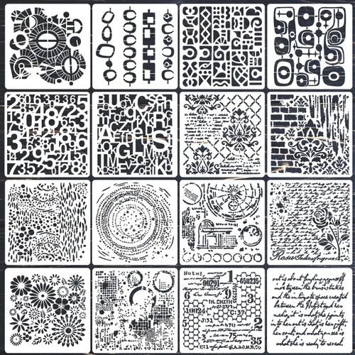 Plantillas cubistas para manualidades, plantillas de textura reutilizables, plantillas de fondo de capas mixtas para pintar sobre muebles de madera,