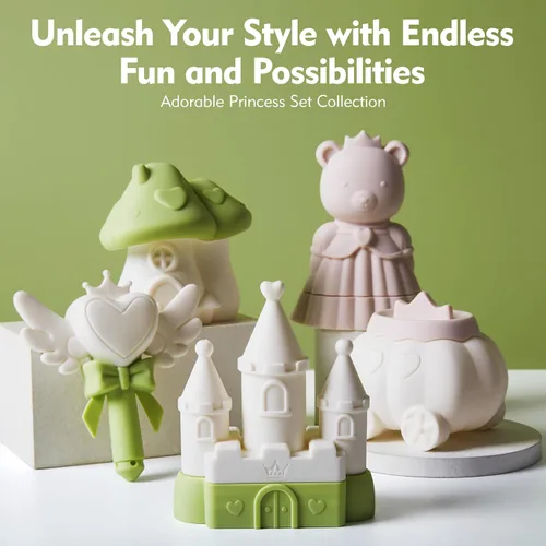 Miniatura 3 de MarcZero Juguetes de Baño de Silicona Princesa 8 Piezas para Niños Pequeños Niños Bebés, Juguetes de Agua para Bañera, Juguetes de Piscina Suaves