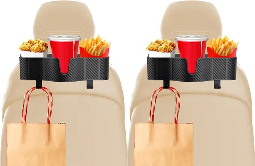 Miniatura 9 de OUSHASAA Organizador de reposacabezas de asiento trasero 3 en 1 con portavasos de asiento trasero de 3.7 pulgadas para automóvil, organizador