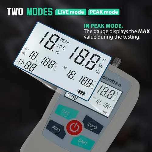 Miniatura 5 de Medidor de Fuerza Digital de 12LB, Medidor de Tirón de Disparador, Almacenamiento de Datos para Valores MAX/MIN/PROM, Medidor de Empuje y Tracción
