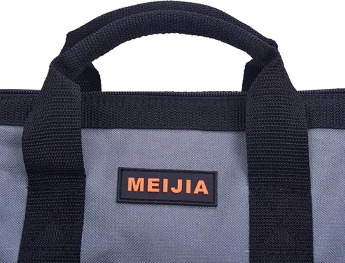 Miniatura 9 de MEIJIA Bolsa de herramientas portátil de boca ancha abierta con múltiples compartimentos, resistente con parte inferior de tablero de polietileno