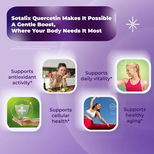 Miniatura 3 de Suplemento de quercetina Sotalix, 98% de quercetina con bromelina, zinc, vitamina D3 y saúco, apoyo inmunológico, respiratorio y cardiovascular*