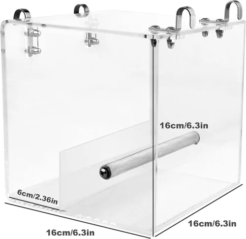 Miniatura 5 de Comedero para pájaros sin desorden para jaula – Comedero automático para pájaros, contenedor de comida transparente, acrílico sin derrames, jaula